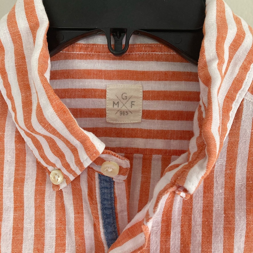 Preppy Orange Striped Cotton Button Down - Picture 3 of 8